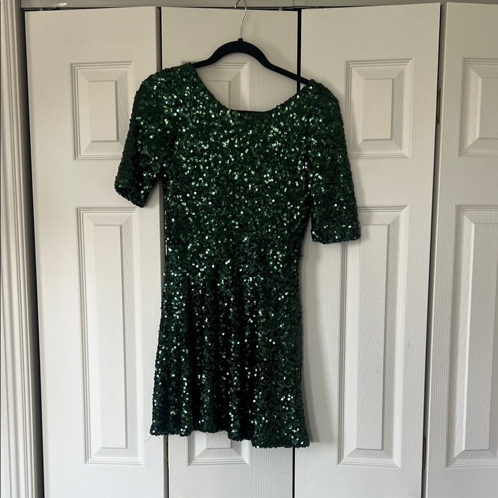 French Connection Green Sequin Mini Dress